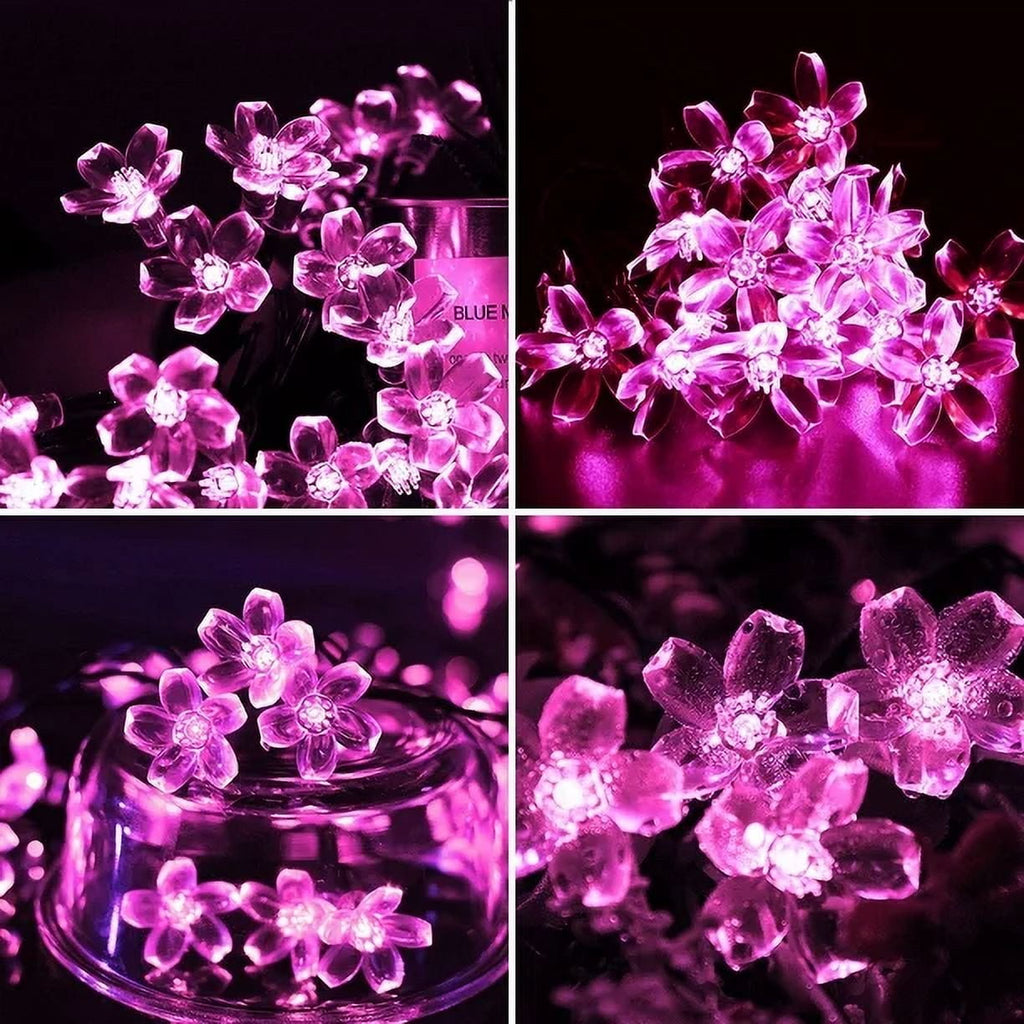 Solar Flower String Lights, Cherry Blossoms Solar Fairy Light,23ft 50 LED Outdoor Waterproof String Lights for Christmas Tree, Home, Garden, Wedding, Patio, Party Decorations(pink)