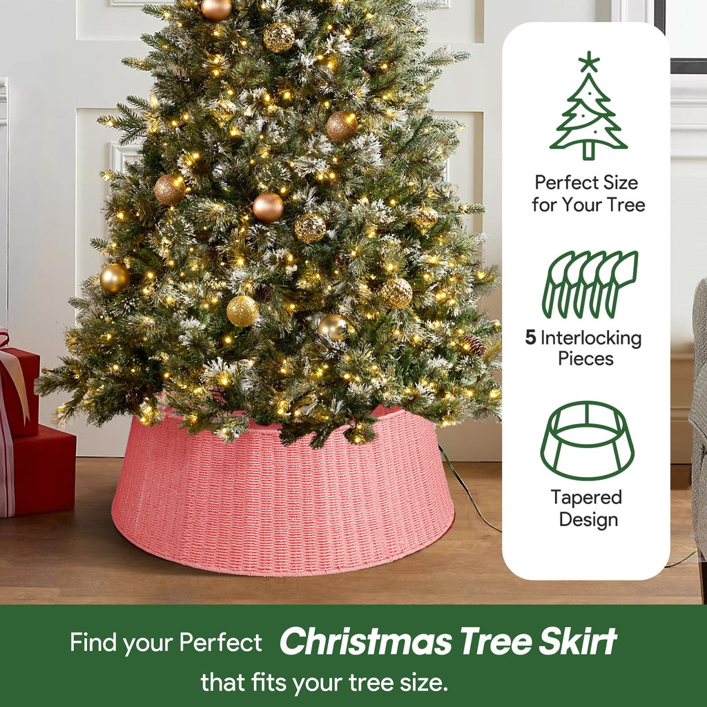 Ayieyill 26 inch Christmas Tree Collar, Christmas Tree Skirt Cover for Christmas Tree Decorations | Rattan (Natural)