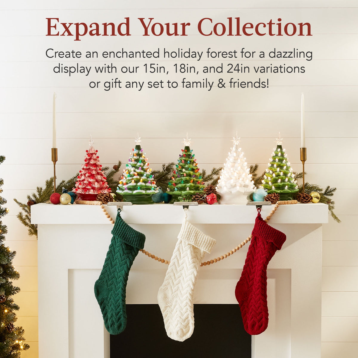 Best Choice Products 15in Ceramic Christmas Tree, Pre-lit Hand-Painted Tabletop Holiday Tree, Gingerbread Red/White/Grn