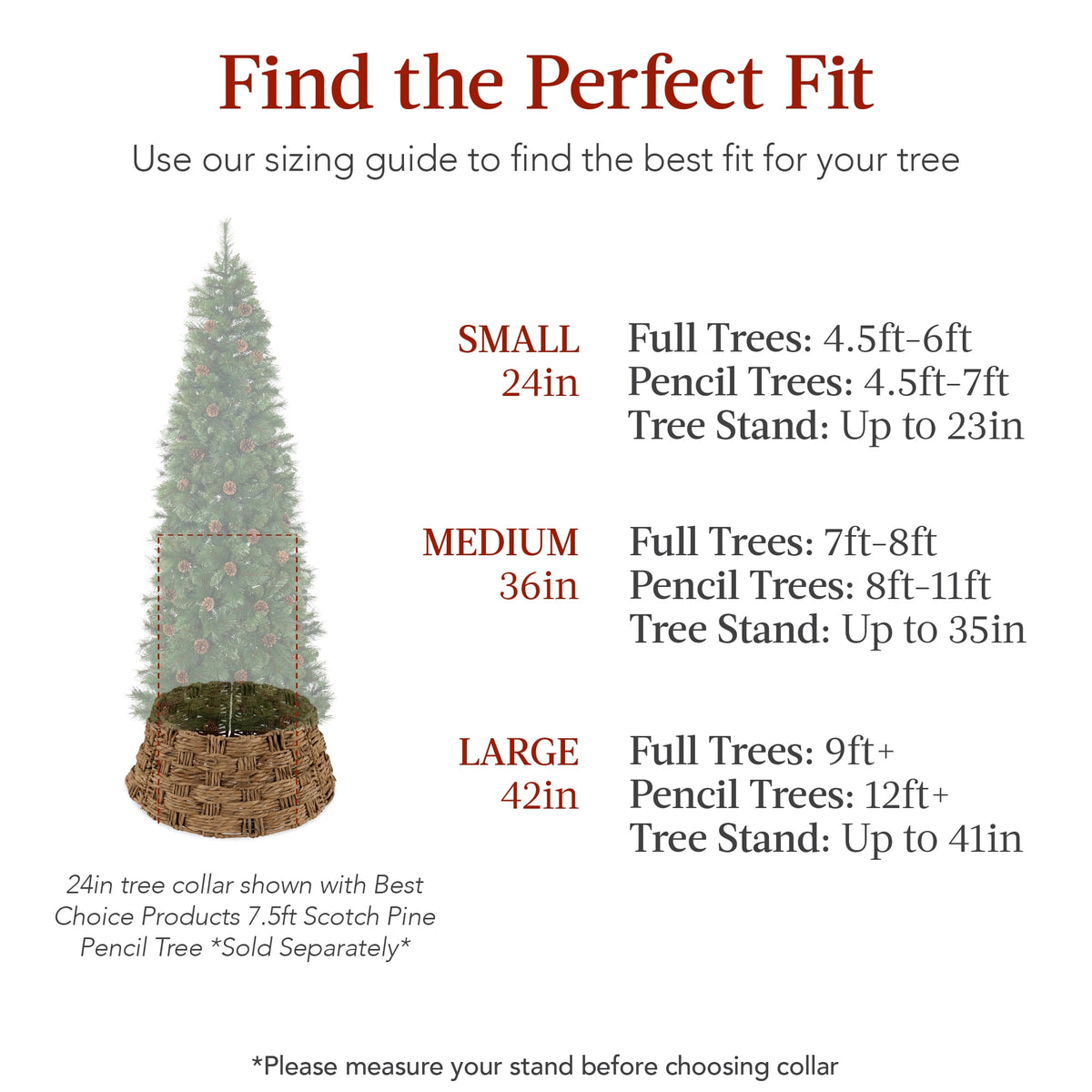 Best Choice Products 24in Basket Woven Hyacinth Christmas Tree Collar, Skirt Accessory w/ Cord Cut-Out- Espresso