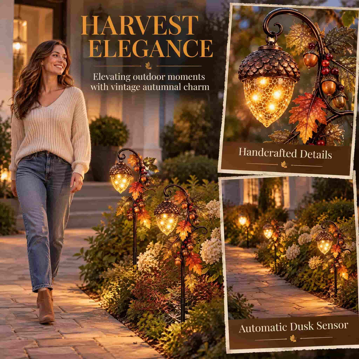 Luckky Christmas Bell Cascade Solar Yard Light, 39.37 Inch Warm White Cascading Bell Garden Stake Light, Solar‑Powered Outdoor Christmas Decor for Lawn, Garden, Pathway & Front Yard, 1 Pack