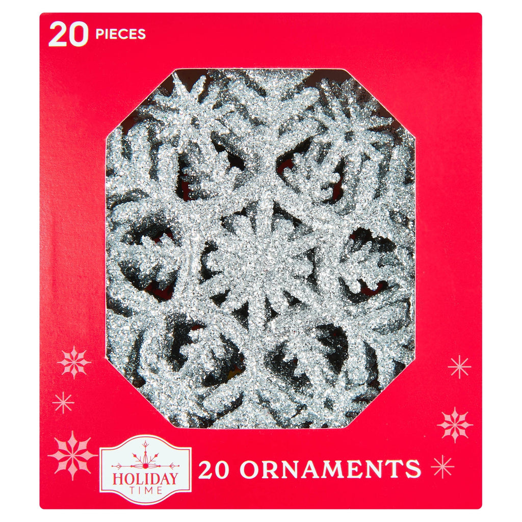 20-Count Pink Glitter Snowflake Christmas Ornaments, 3.9", by Holiday Time