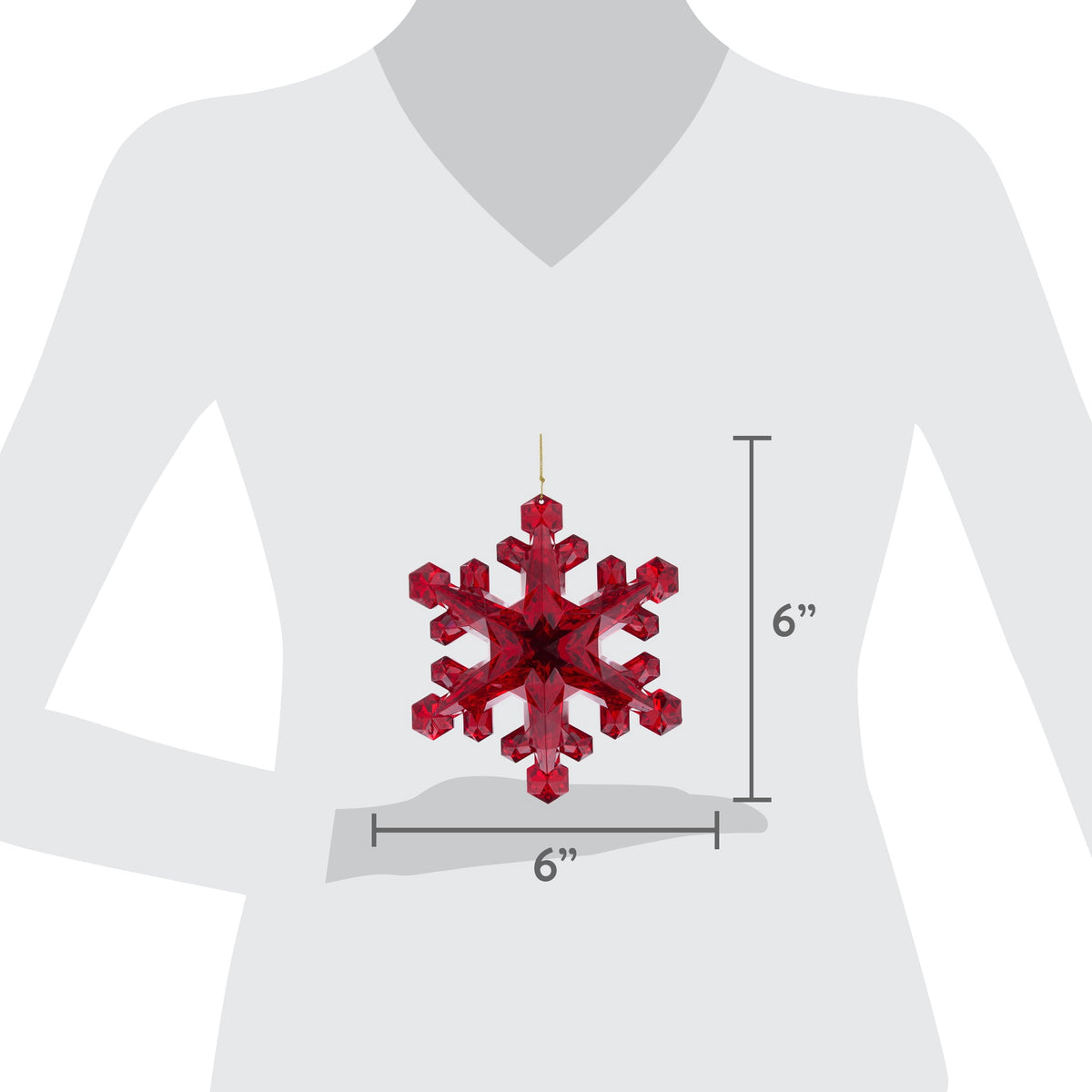 Red Snowflake Christmas Ornament, 6", by Holiday Time
