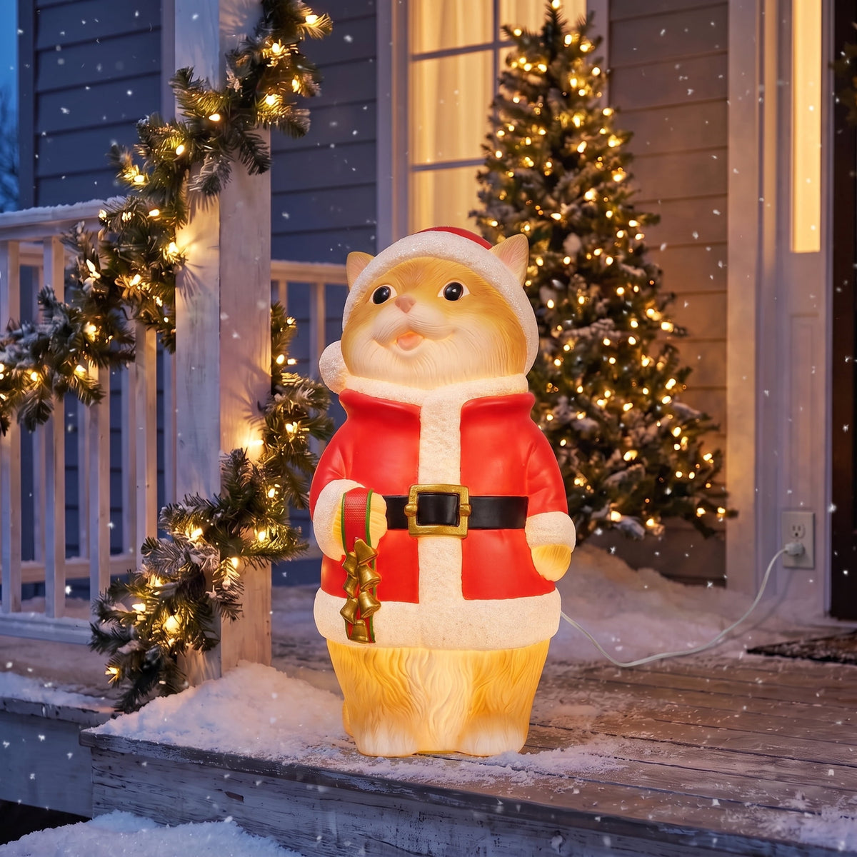 Lighted Blow Mold Cat Indoor/Outdoor Christmas Decoration, Multicolor, 26", by Holiday Time