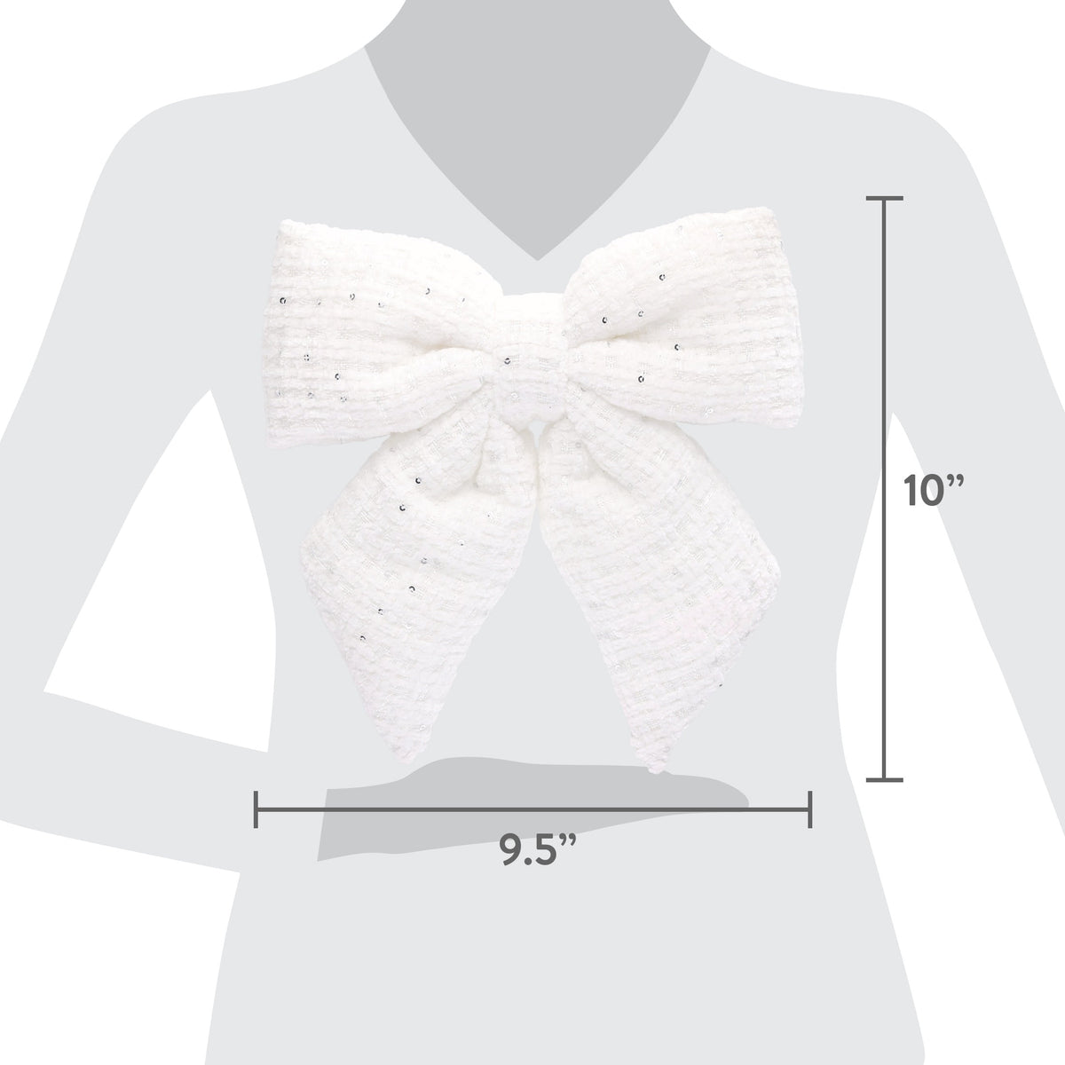 My Texas House White Tweed Decorative Christmas Bow, 10"