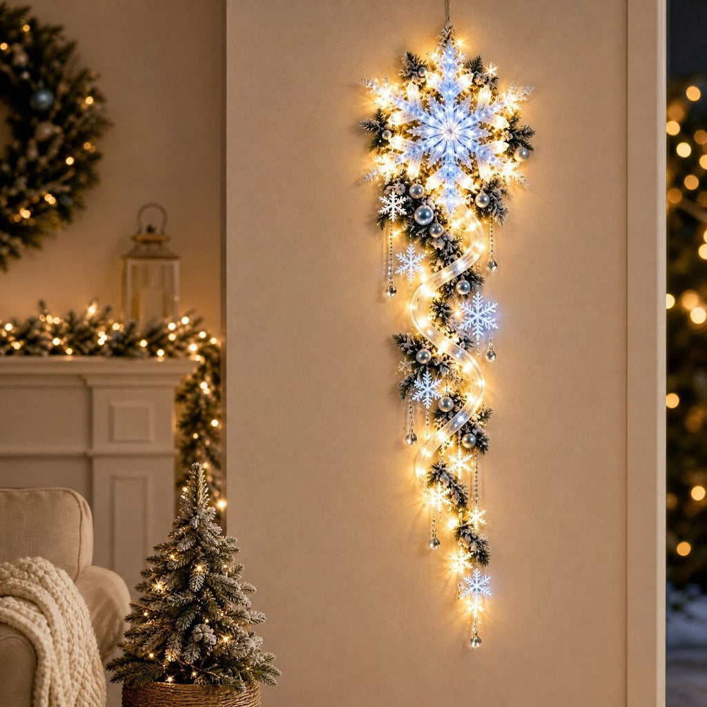 Snowman Magic Fountain, Flowing Snowflake LED Christmas Garden Light,Solar Power and Outdoor Garden Stake for Christmas Yard Decor