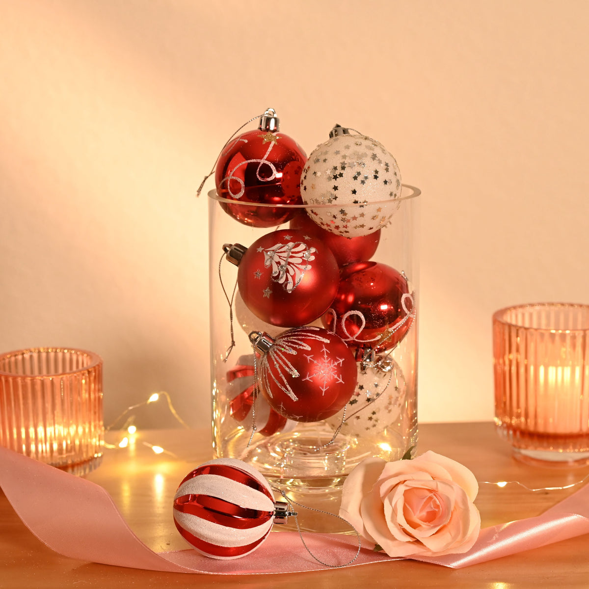 Valery Madelyn 24ct 2.36" Christmas Ball Ornaments, Red White Shatterproof Ornaments for Christmas Party Decor