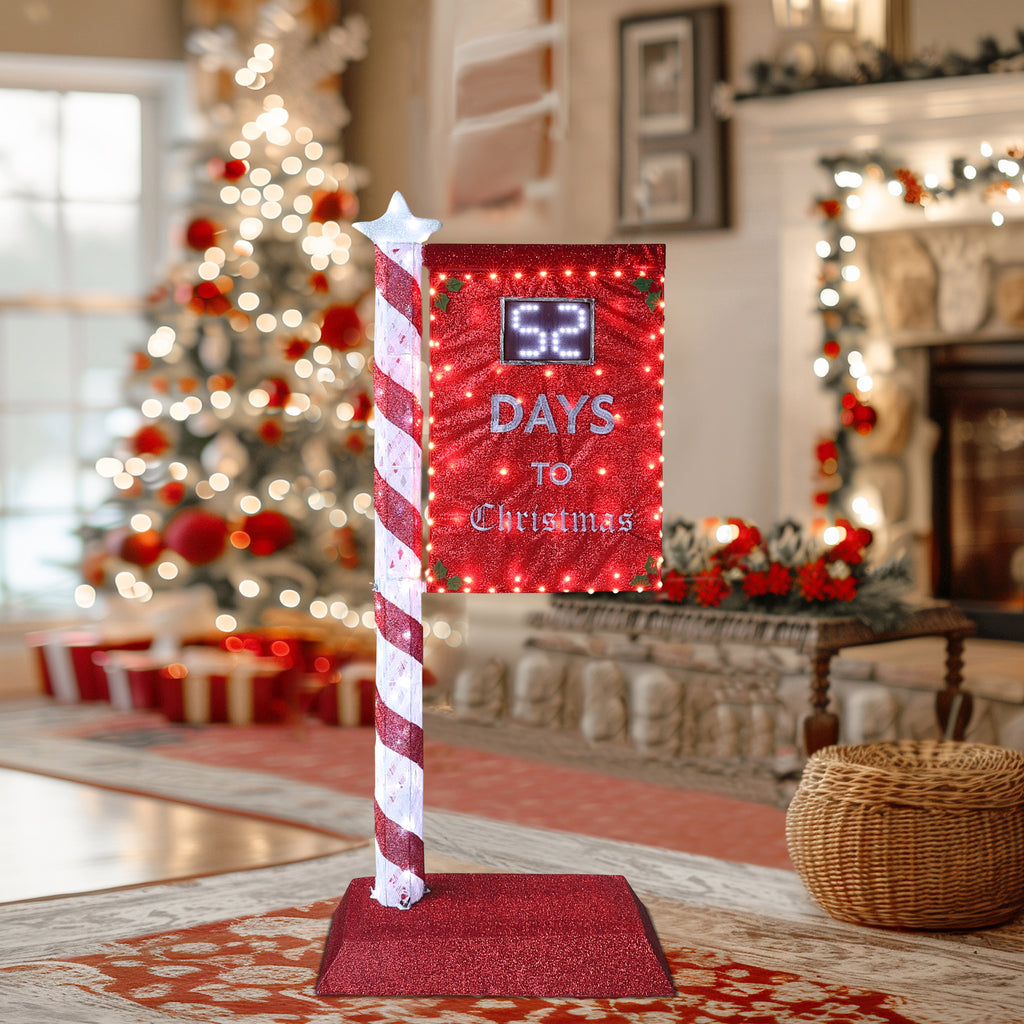 VEIKOUS 5ft Lighted Countdown to Christmas Sign W/125 LED Lights and Remote Control for Christmas Decoration