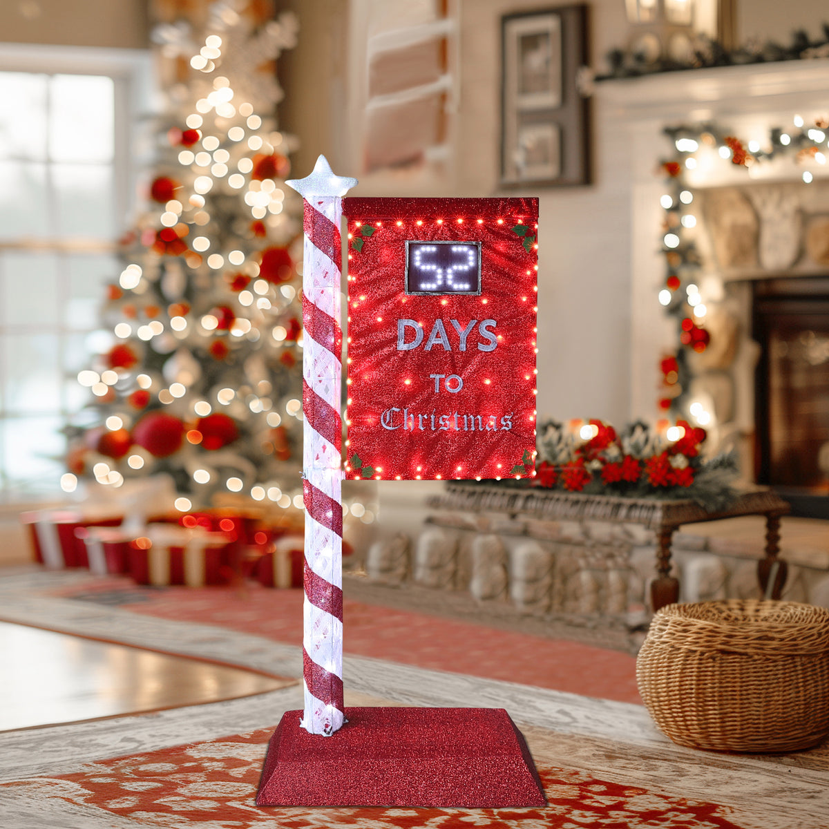 VEIKOUS 5ft Lighted Countdown to Christmas Sign W/125 LED Lights and Remote Control for Christmas Decoration