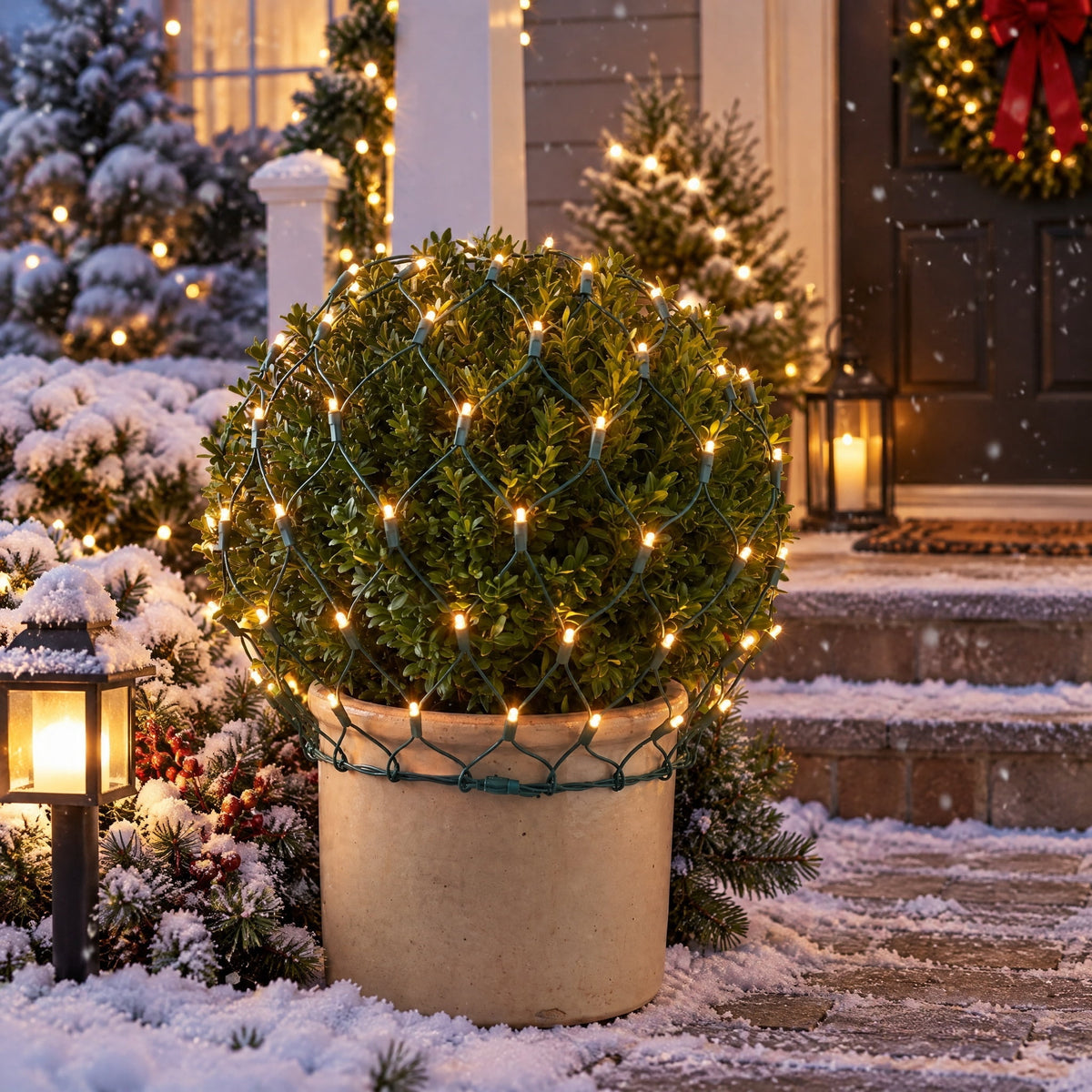 Indoor/Outdoor 150-Count LED Ribbon Christmas Net Lights, Warm White, Green Wire, 7.5' x 8", by Holiday Time
