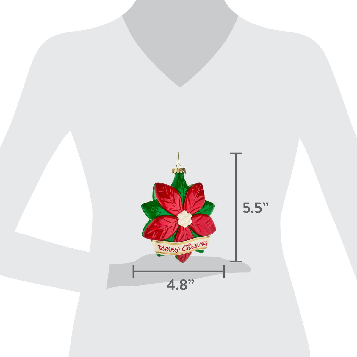 Red and Green Poinsettia Christmas Ornament, 5.5", by Holiday Time