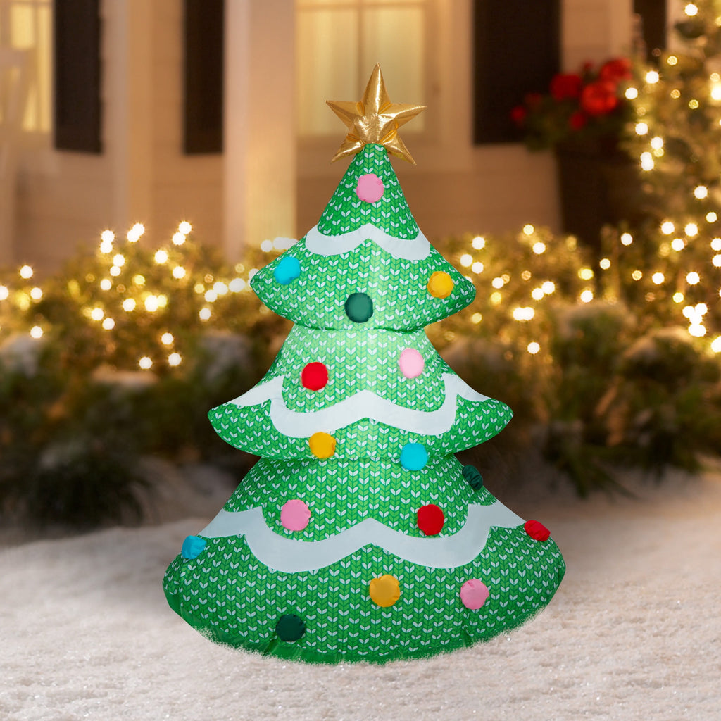 Multicolor Christmas Tree Airblown Yard Inflatable, 4', by Holiday Time
