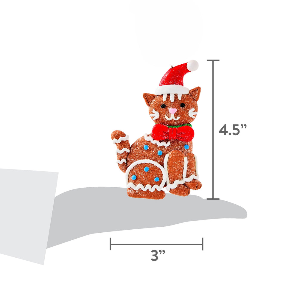 Multicolor Clay Dough Gingerbread Cat with Hat Christmas Ornament, 4.5", by Holiday Time