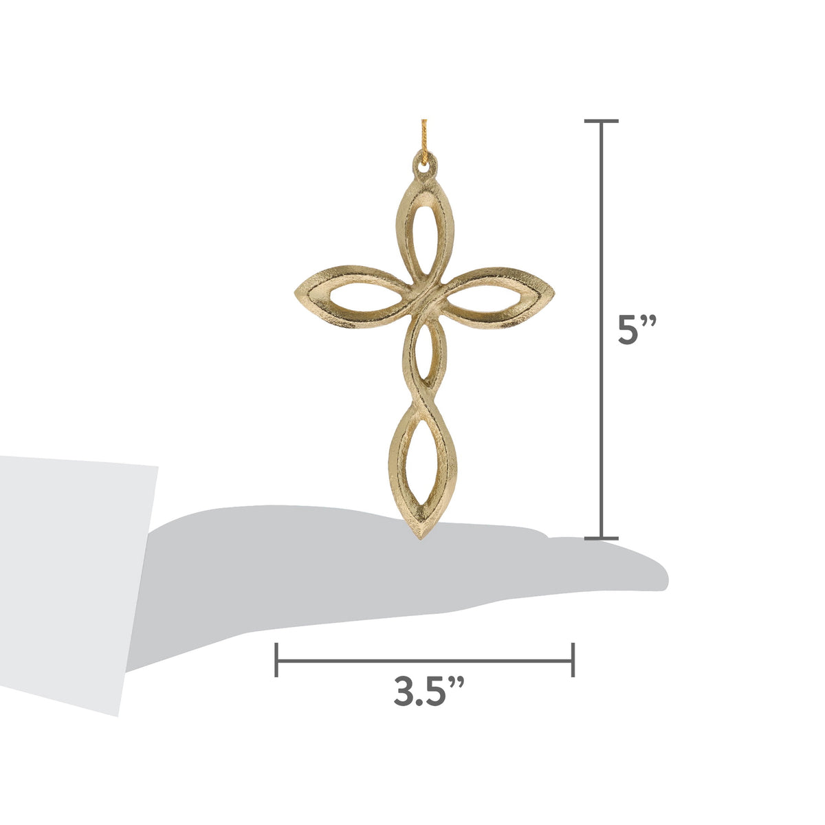 Gold Metal Cross Christmas Ornament, 5", by Holiday Time