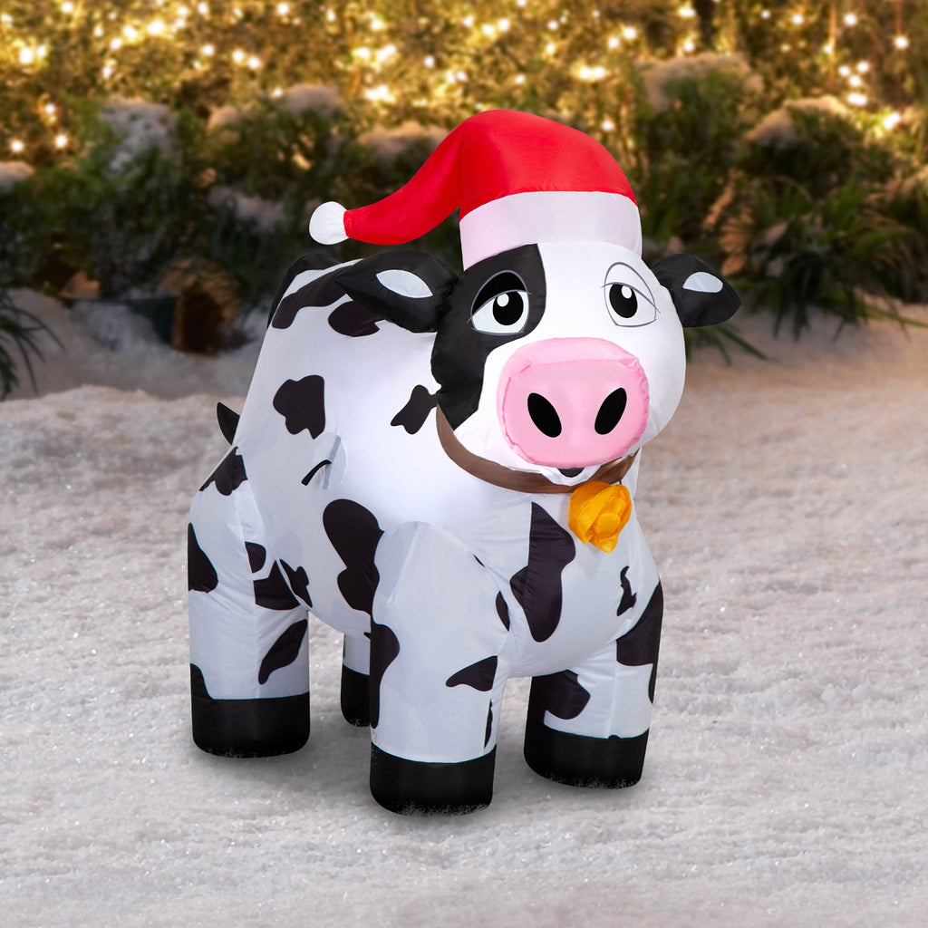 Multicolor Cow Christmas Airblown Yard Inflatable, 3.5', by Holiday Time