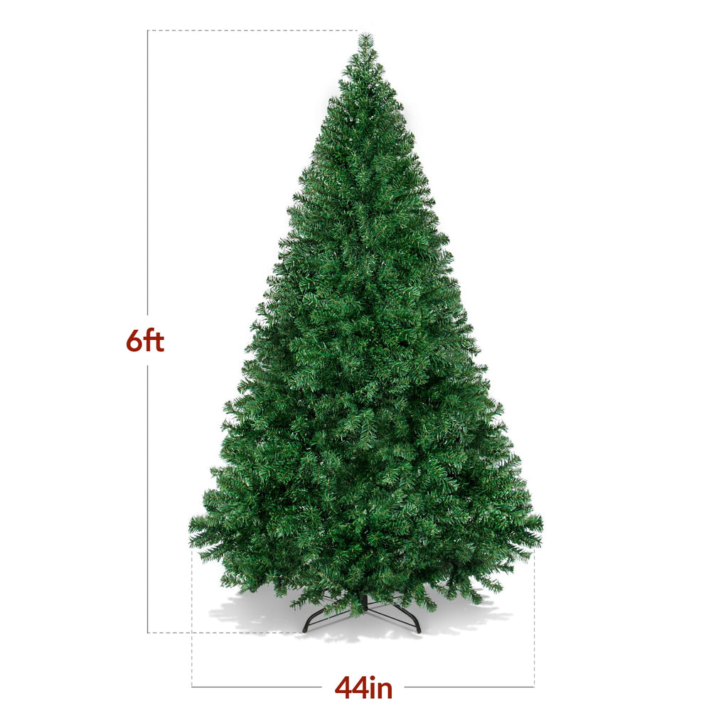 Best Choice Products 6ft Premium Hinged Artificial Christmas Pine Tree w/ 1,000 Tips, Metal Base