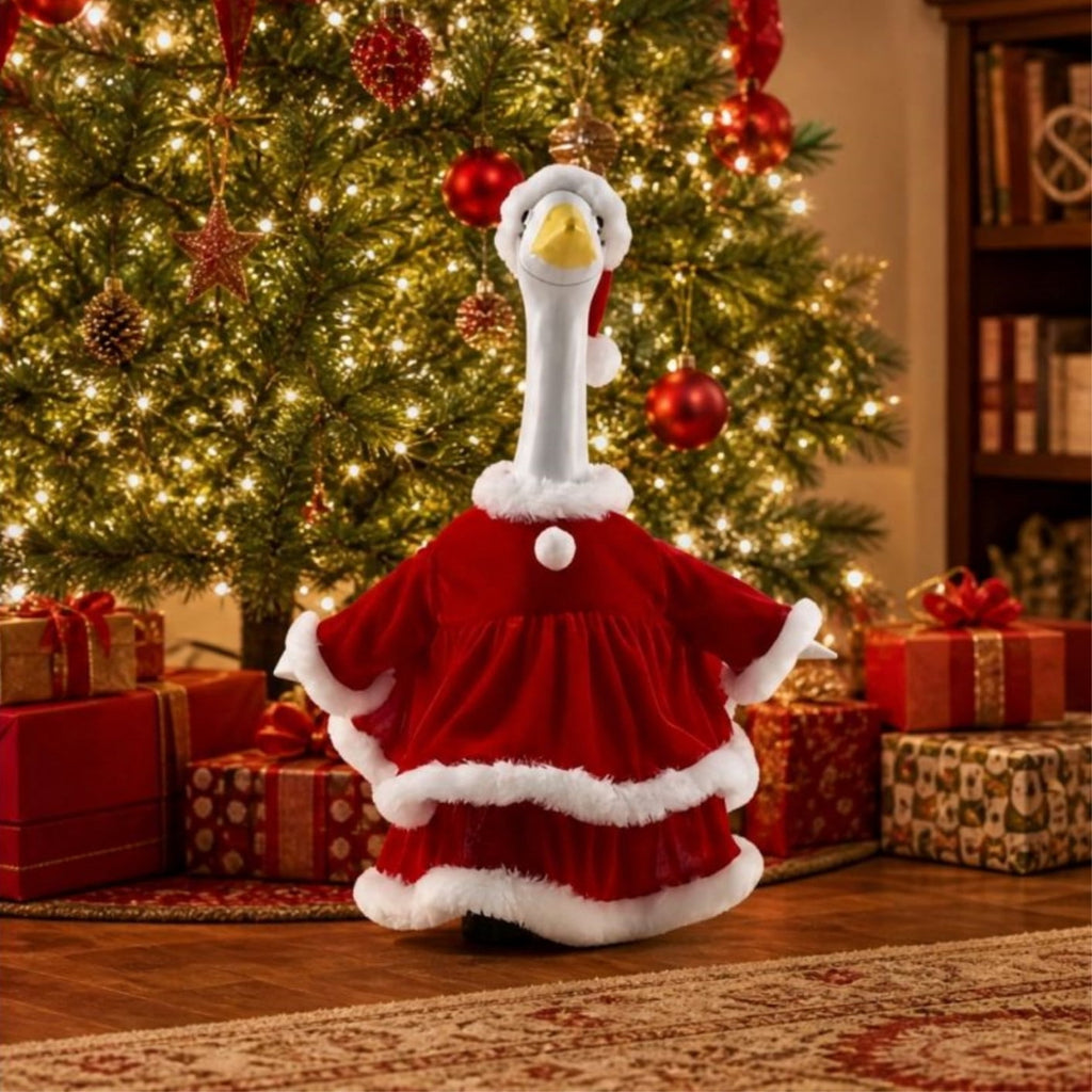 AZXY Thanksgiving Porch Goose Outfit, 23 Inch Lawn Goose Costume with Pilgrim Hat & Pumpkin Turkey Print Dress, Goose Clothes for Cement Plastic Goose Statue, Outdoor Yard Patio Fall Garden Decor