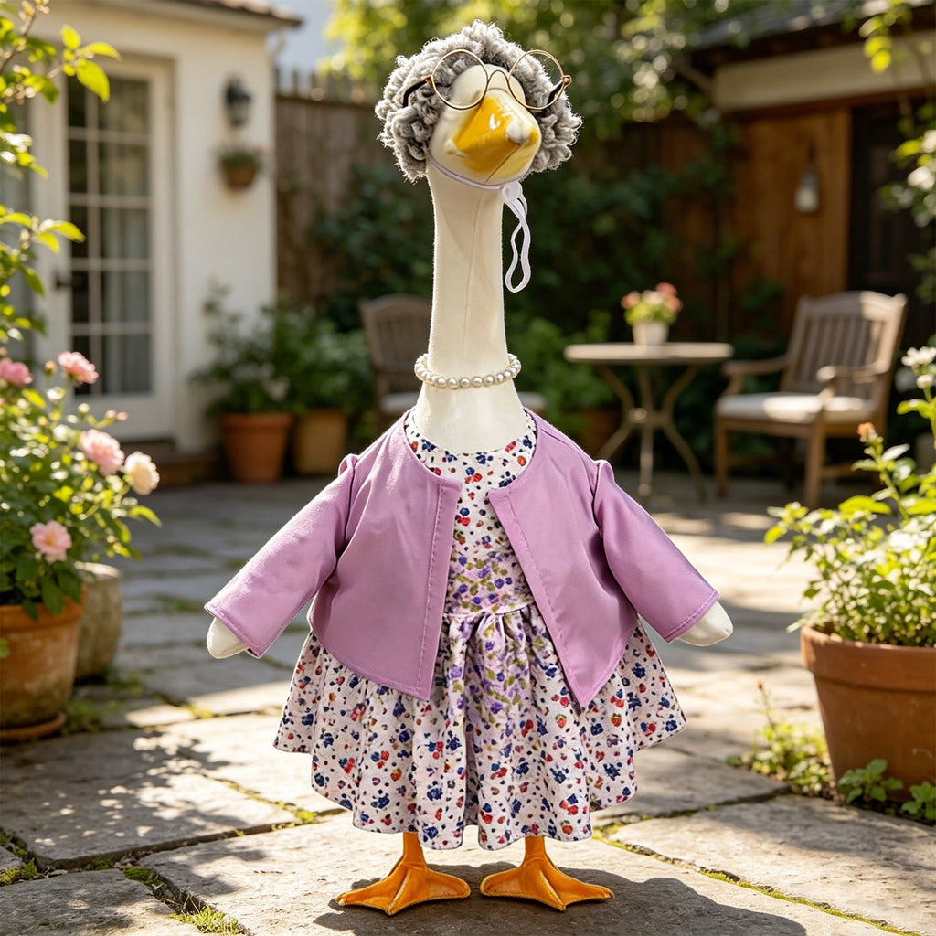Lzobxe Porch Goose Clothes, Casual Style Lawn Yard Garden Decor for 23" High Cement or Plastic Geese, Goose Costume for All Season and Occasiona
