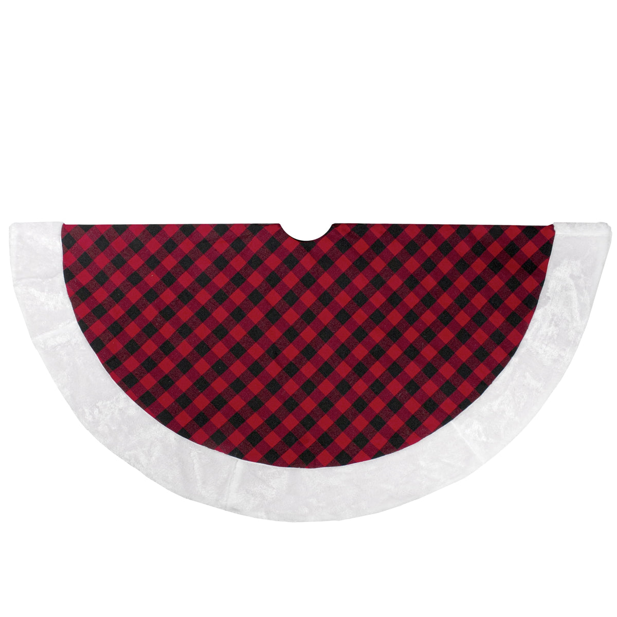Northlight 48" Red and Black Buffalo Plaid Christmas Tree Skirt with Faux Fur Trim