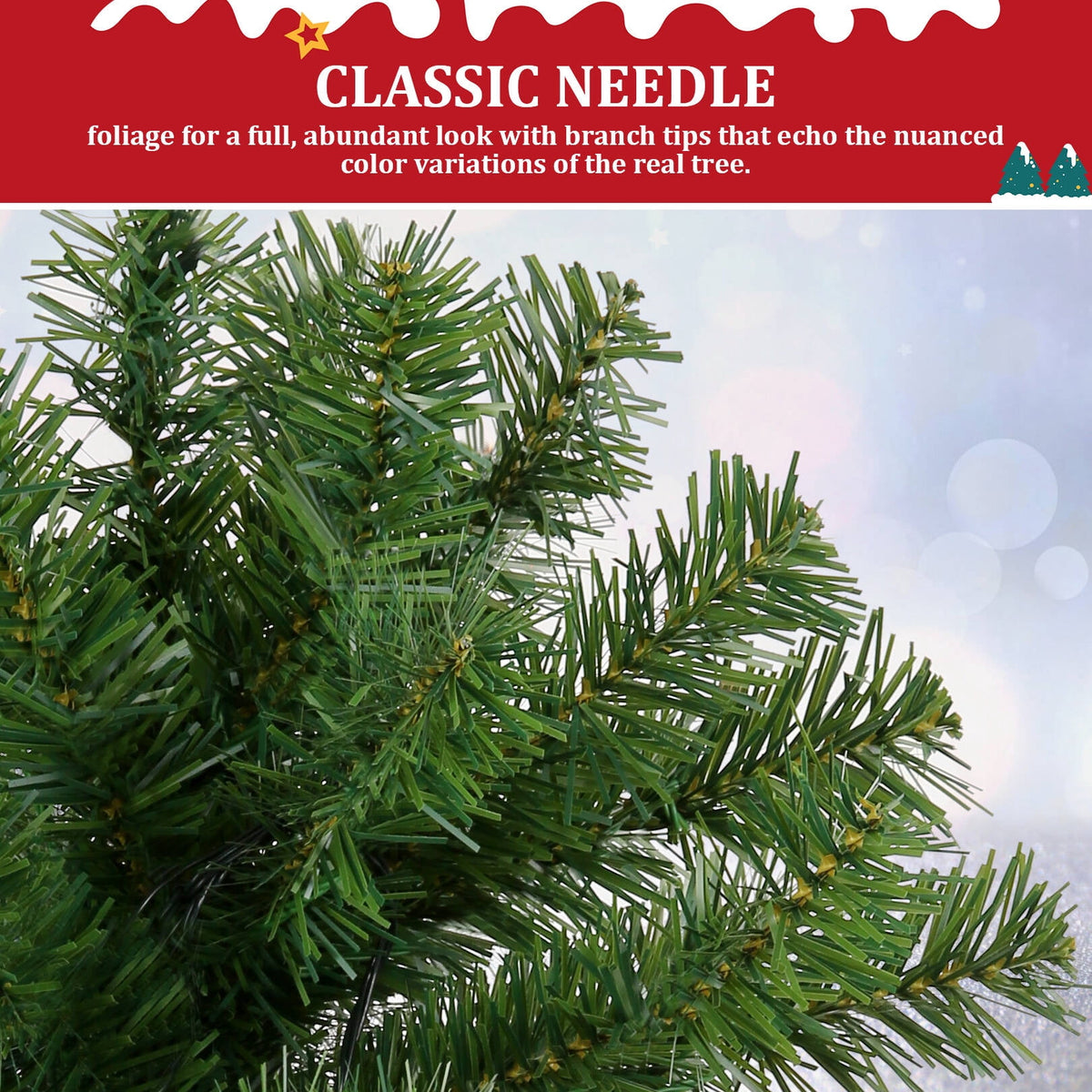 Funcid 6ft Green Artificial Christmas Tree, Hinged Spruce Full Tree with 1477 Branch Tips, Foldable Metal Stand, New PVC Material, Xmas Tree for Indoor and Outdoor Decoration