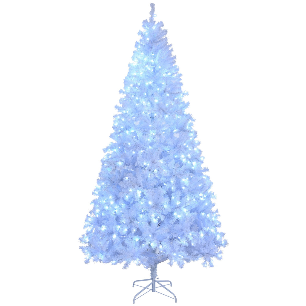 Ktaxon 8 FT Pre-lit Christmas Tree, Xmas Tree Hinged Branches with 500 RGB Lights and 1500 Branch Tips APP Controlled, for Holiday Party Store Office Home, White