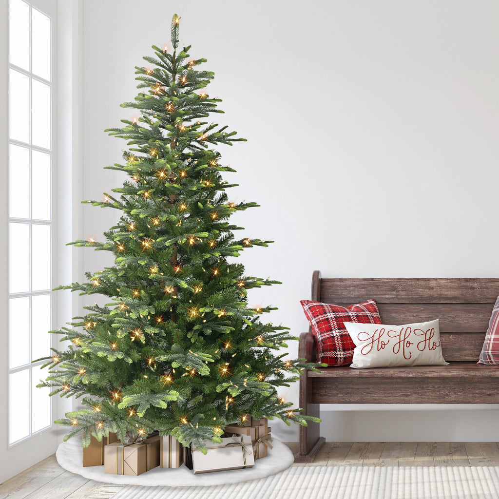 7 .5 ft Pre-lit Aspen Green Fir Tree 600 Color Select LED Lights On/Off Foot Pedal