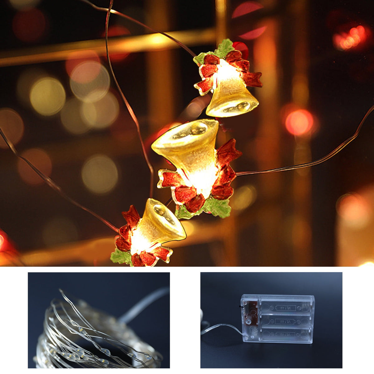 Gnmfd 16.4ft LED String Lights Battery Operated Decorative Fairy Lights Christmas Lights Indoor Outdoor Holiday Party Wedding Bedroom Table Window Mantel Lighting for Home Decor