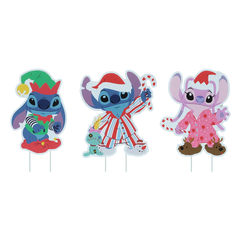 Disney Stitch Christmas Lawn Signs, 24‑inch Outdoor Decorations, 6‑Piece Set
