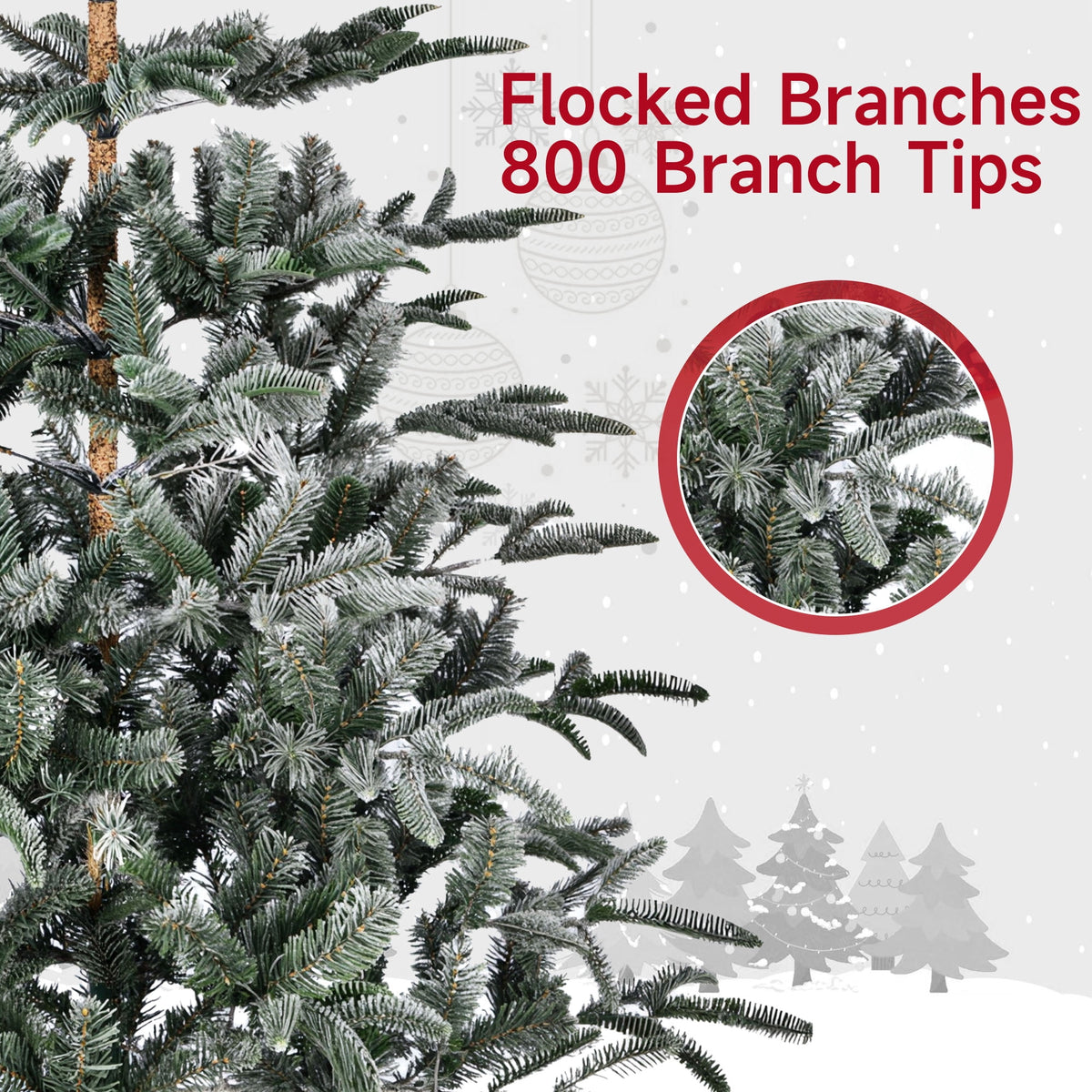 Vebreda 7FT Artificial Christmas Tree, 800 Branch Tips, Xmas Tree with Metal Stand, PE+PVC Holiday Decoration for Home, Office