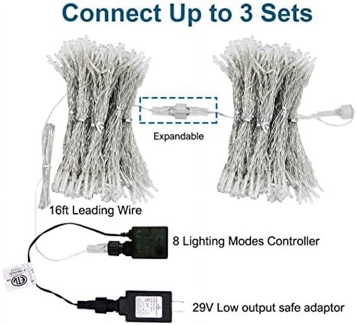 MAGGIFT LED Curtain String Lights, Halloween Descoration, 8 Modes with Remote, Plug-in Fairy Lights for Easter Decor, Bedroom, Window, Wedding, Cool White, 304 LEDs, 9.8 x 9.8 FT