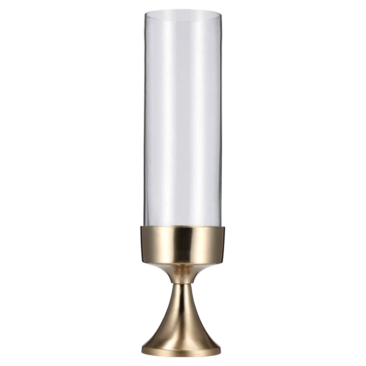 My Texas House Metal and Glass Clear Candle Holder, 12"