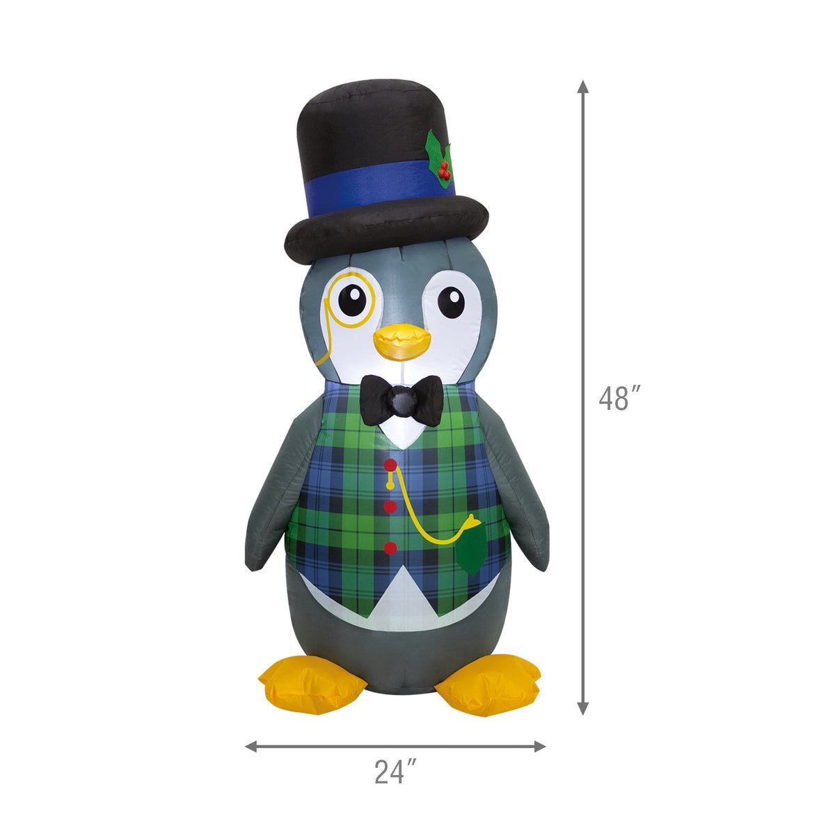 Multicolor Monocle Penguin Christmas Yard Inflatable, 4', by Holiday Time