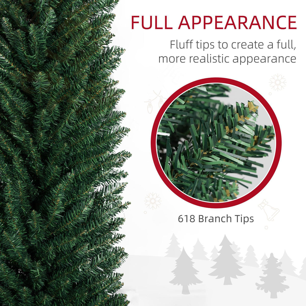 Kadyn Christmas Tree, Xmas Trees,6' Artificial Pencil Christmas Tree with 390 Realistic Branch Tips and Plastic Stand, Silver