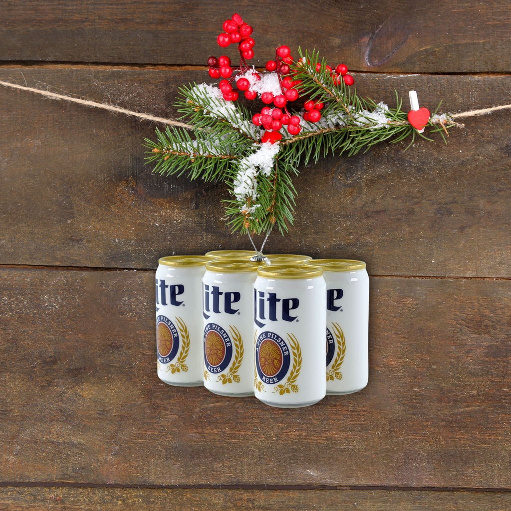 Miller Lite 6‑Pack Can Christmas Ornament – Hanging Metal Decoration