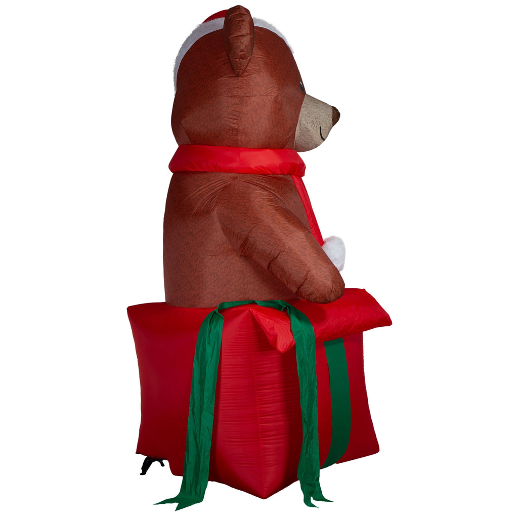Multicolor Giant Teddy Bear in Gift Box Christmas Airblown Yard Inflatable, 10', by Holiday Time