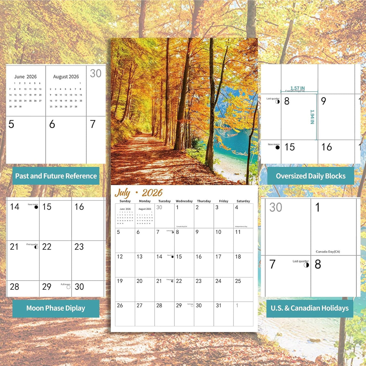2026 Wall Calendar,Wolf Calendar 2025-2026,Wolf Monthly Wall Calendar, 12" x 24" Open,Family Planner Calendar with Wolf, Home & Office Organizer,Hangable