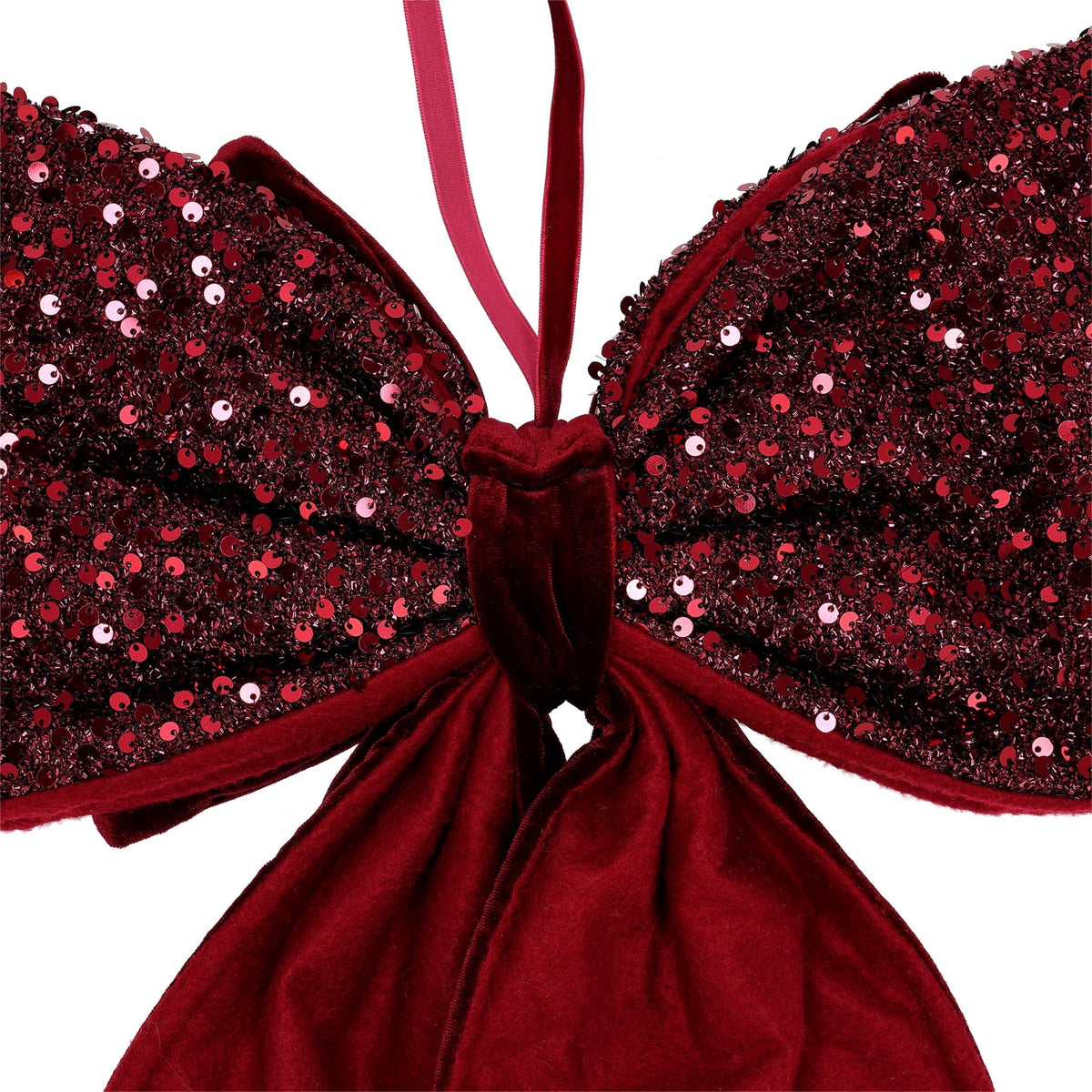 Red Velvet and Sequin Decorative Christmas Bow, 21", by Holiday Time