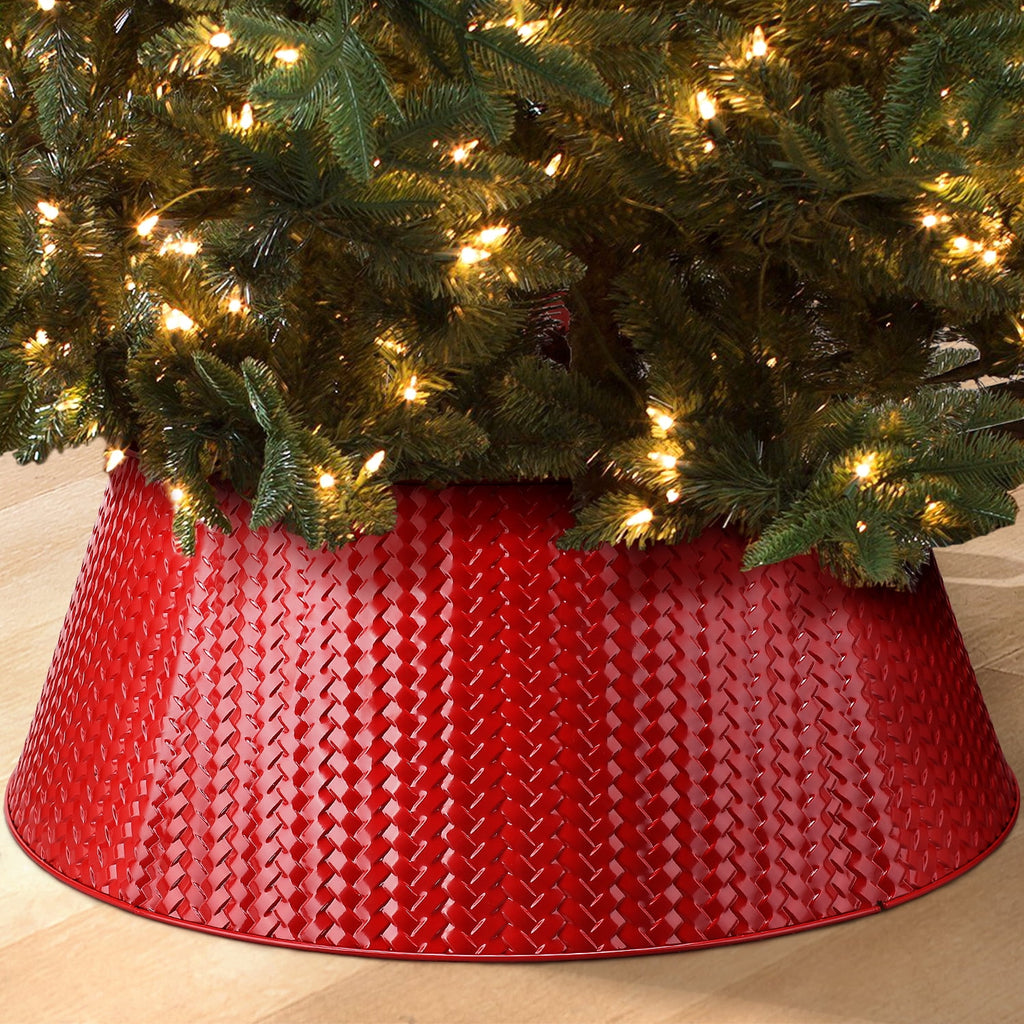 Ayieyill 28" Christmas Tree Collar, Christmas Tree Collar Basket Skirt for Large Christmas Tree, Tree Skirt Accessory | Bronze | Metal