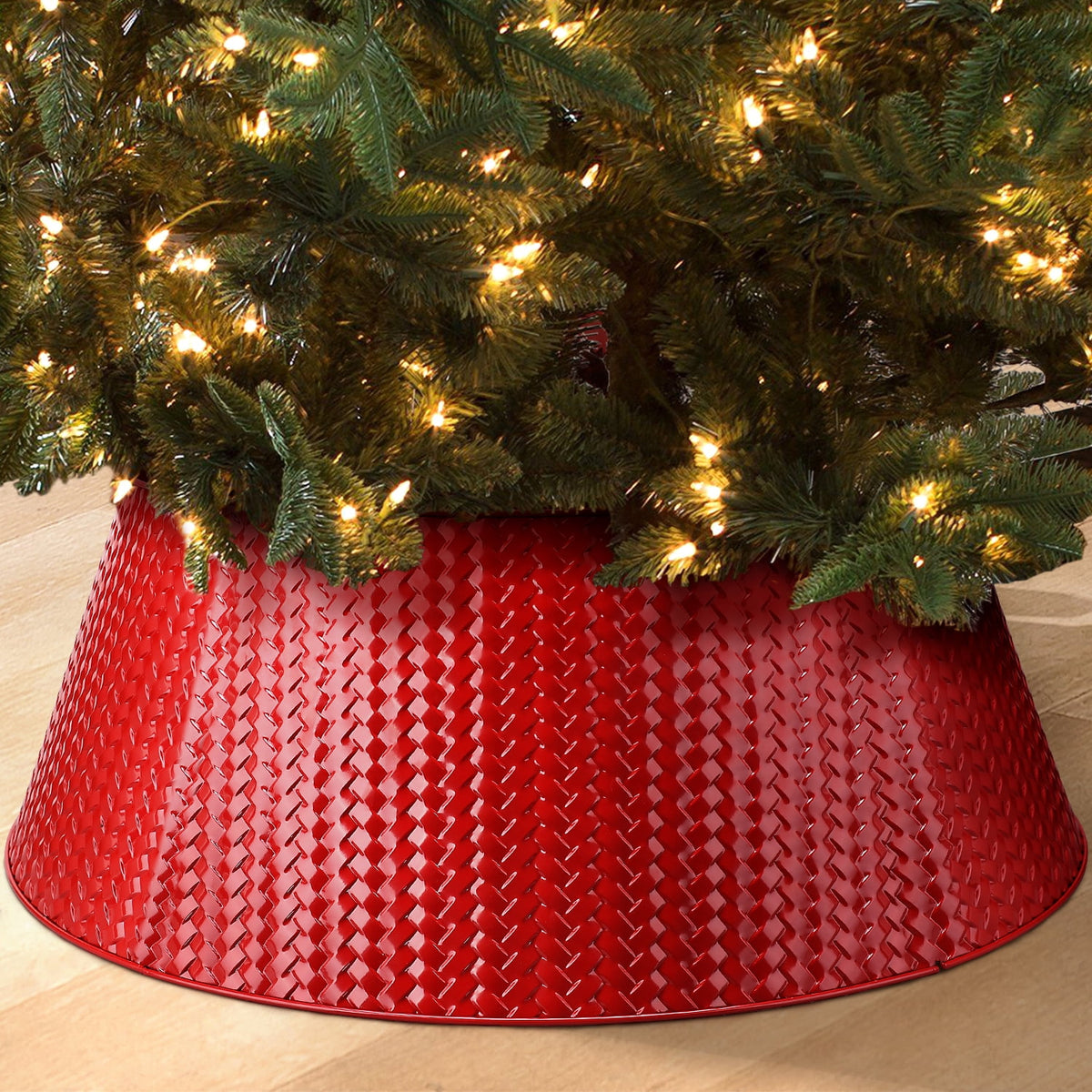 Ayieyill 28" Christmas Tree Collar, Christmas Tree Collar Basket Skirt for Large Christmas Tree, Tree Skirt Accessory | Bronze | Metal