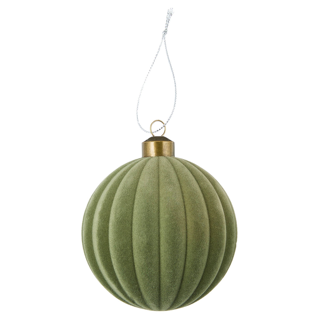 8-Count Sage Green Velvet-Feel Shatterproof Christmas Ornaments, 4", by Holiday Time