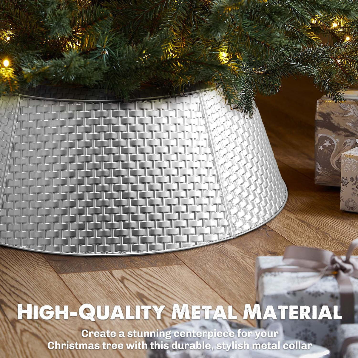 Ayieyill 28 inch Christmas Tree Collar, Christmas Tree Skirt for Christmas Tree Decorations | Metal