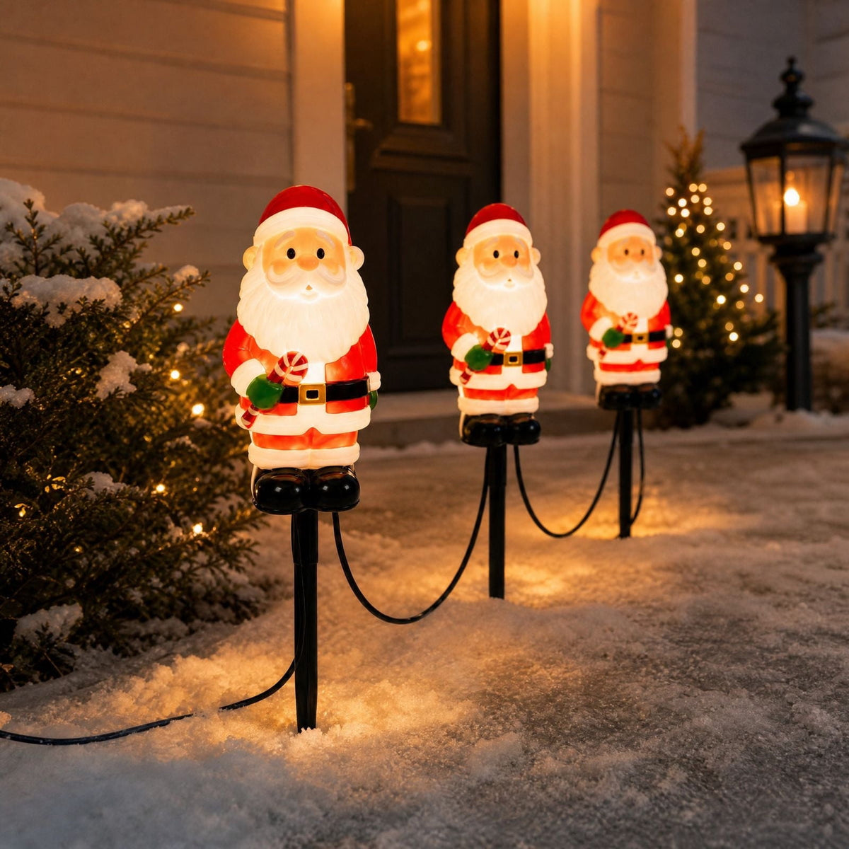 Outdoor Christmas Stake Light, Santa Claus Pathway Light, Ground Stake Light Design, Outdoor Decor for Yard Garden Walkway and Holiday Display, 14.96 x 13.39 x 4.72 in, Multicolor