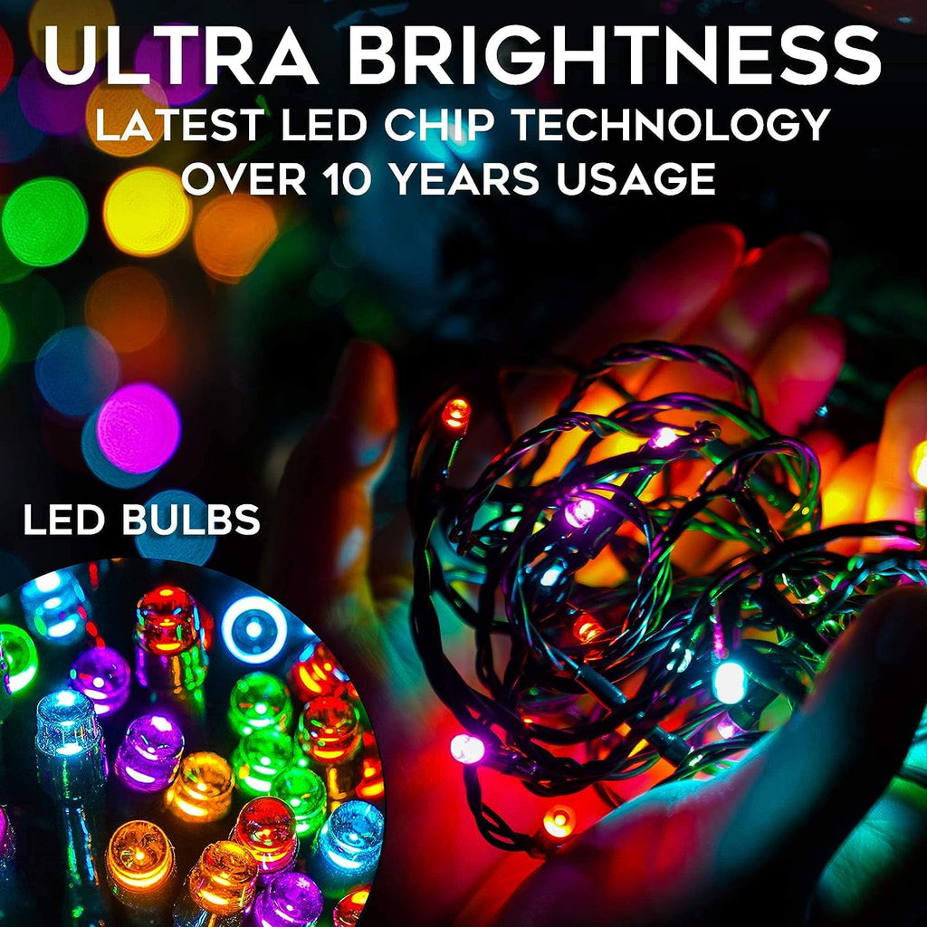 Silensys 68Ft 205 LEDs Christmas String Lights,8 Modes Timer Chritsmas Tree Lights, Multi Colored for Indoor Outdoor Party Yard Garden