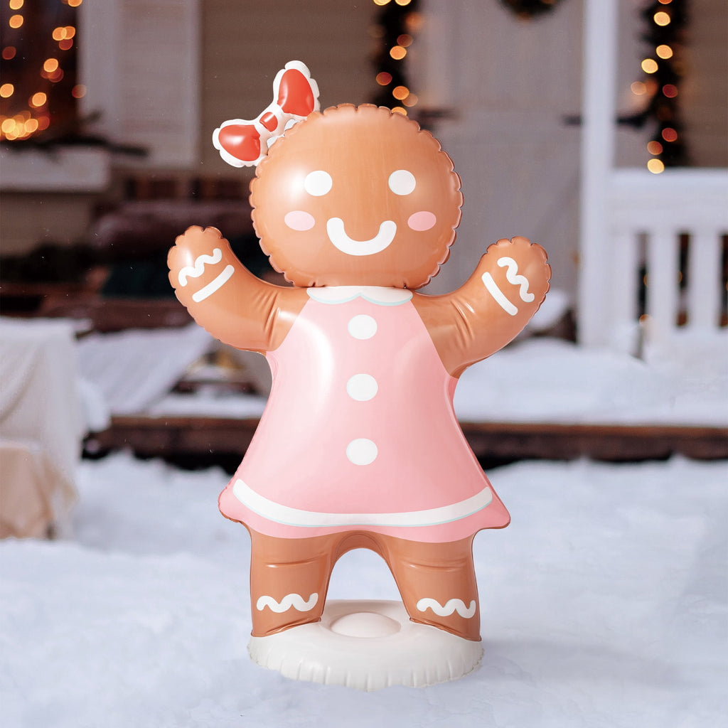 Brown and White Blow-Up Gingerbread Girl Christmas Yard Inflatable, 3', by Holiday Time