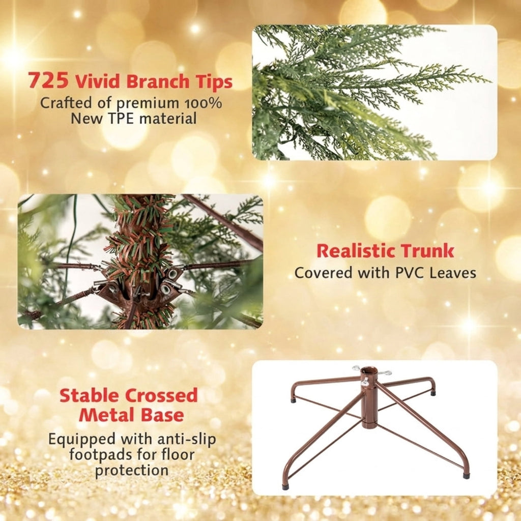 RUIE 7.5 FT Pre-Lit Christmas Tree, Artificial Xmas Tree with 500 Colorful LED Lights & 8 Modes