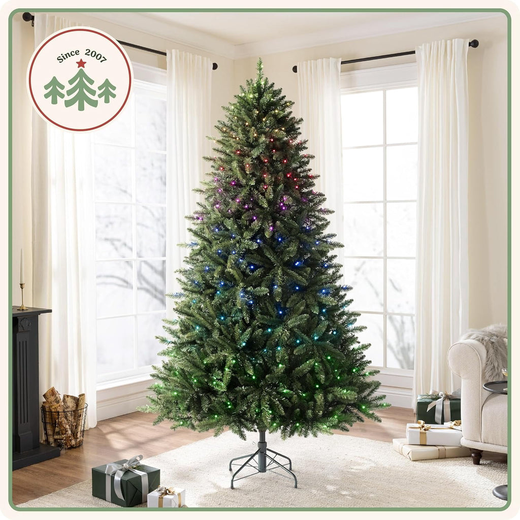 Treetopia Heritage Balsam Spruce - Artificial Indoor Christmas Tree, Hinged Branches, Holiday Decor, Twinkly LED, 6ft