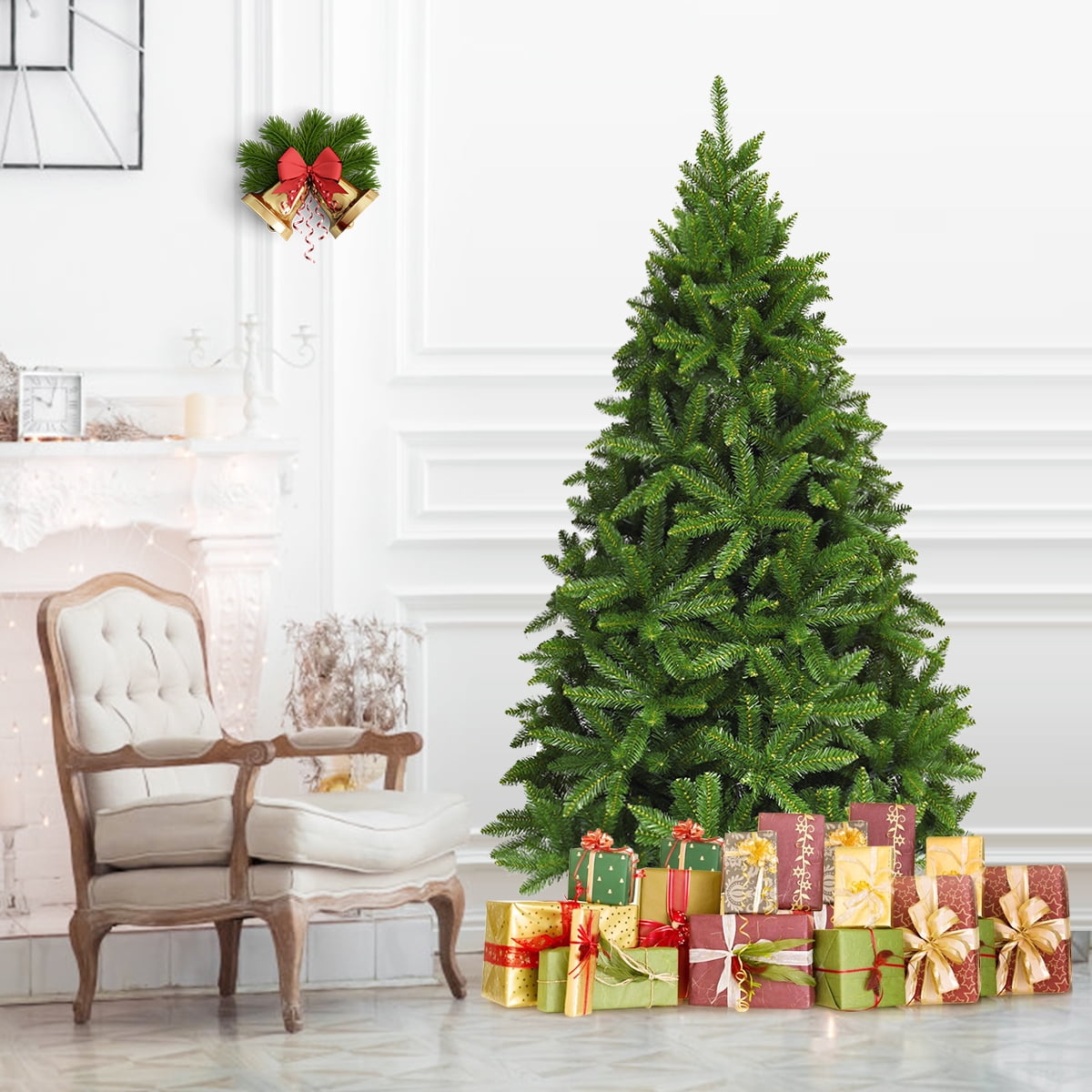 Gymax 6ft Artificial Christmas Fir Tree w/ 1250 Premium Hinged Branch Tips