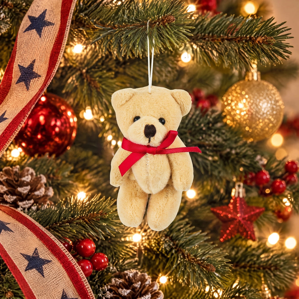 4-Count Brown Teddy Bear Mini Christmas Ornaments, 3.3", by Holiday Time