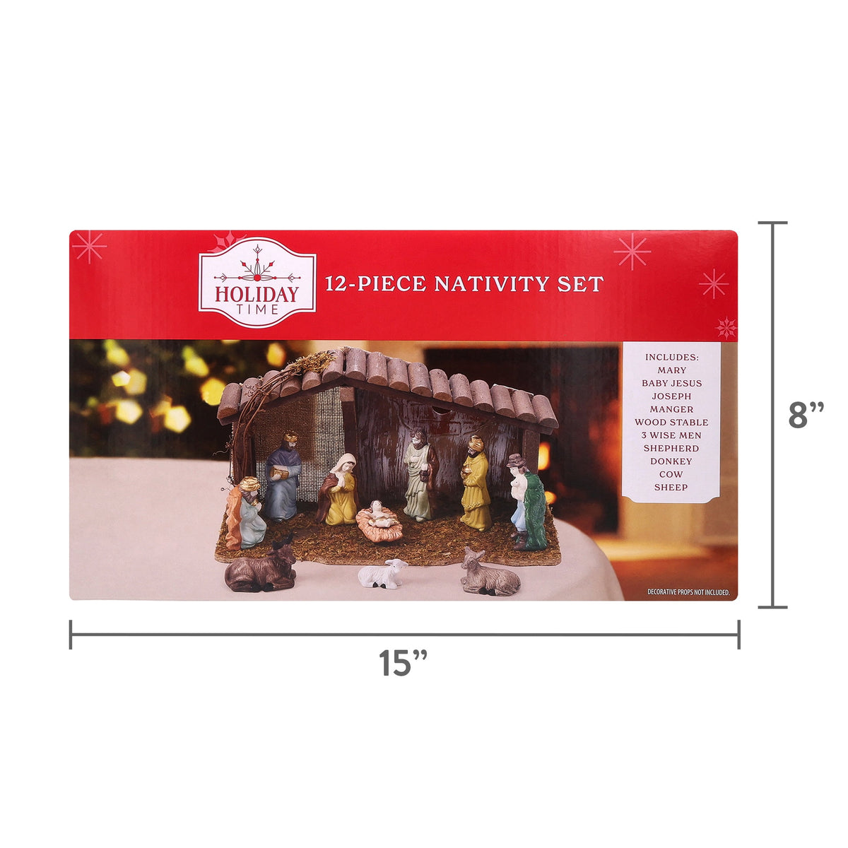 Porcelain Multicolor Tabletop Indoor Nativity Scene Christmas Decoration, 12 Pieces, by Holiday Time