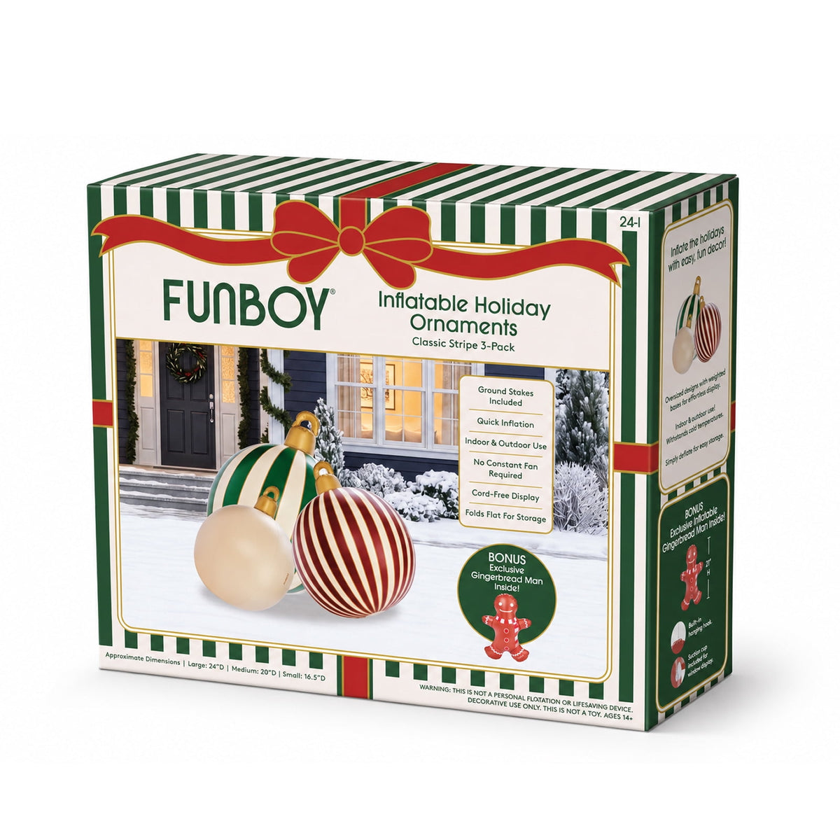 FUNBOY Inflatable Holiday Ornaments – 3-Pack